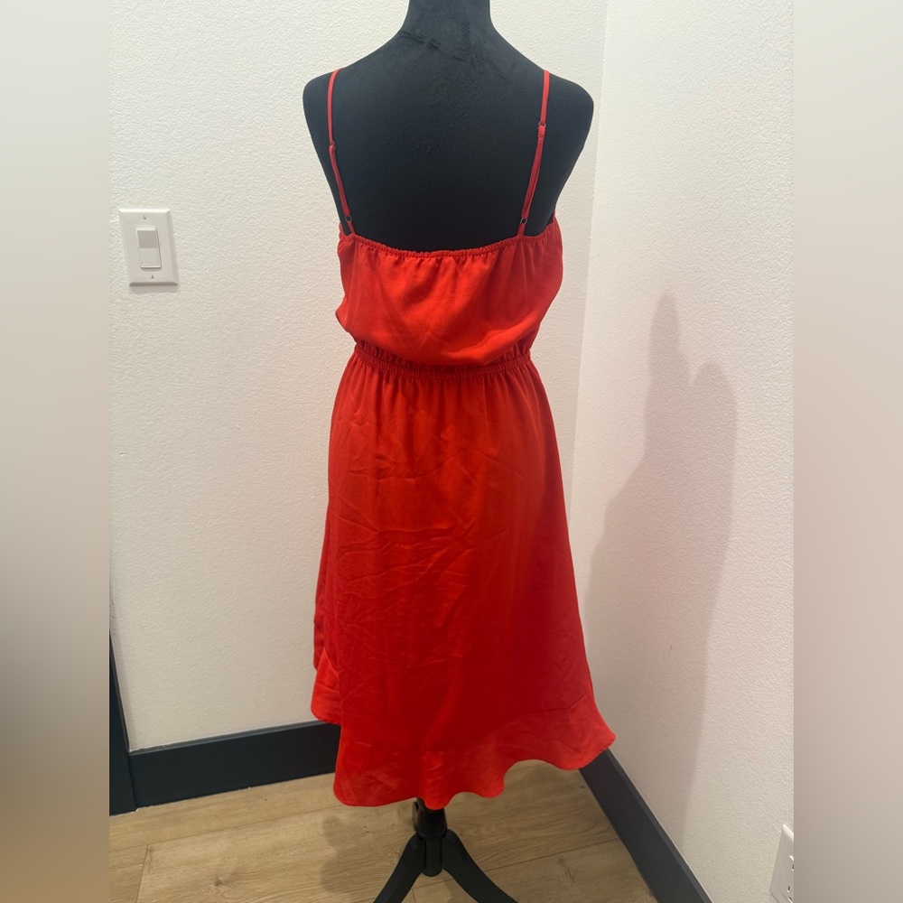 Bebe Small Red Ruffle Wrap Mini Dress - Picture 4 of 6
